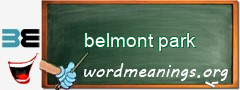 WordMeaning blackboard for belmont park